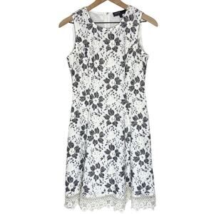 Donna Rico Floral Lace Black & White Sleeveless Dress size 6 Spring Easter